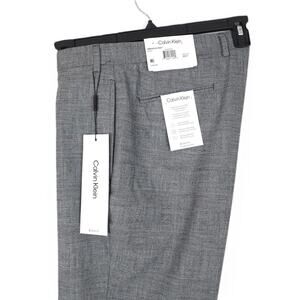 Calvin Klein Slim-Fit Stretch Flannel Dress Pants Black White Plaid 36x34 NWT